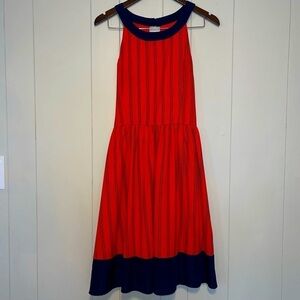 Yellow Star | Red and Navy Sleeveless Dress | XL